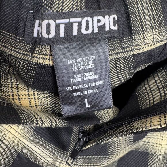 Hot Topic Pants Womens Large Yellow Black Plaid Wide Leg Trousers Cargo Grunge - Picture 9 of 16